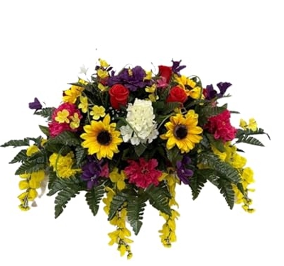 Product: Jucgghk Vivid and Realistic Floral Art 32“Handmade Easter Flower Cemetery Saddle,Spring Cemetery Flowers,Cemetery Decoration for Headstone Flower