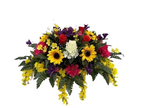 Product: Jucgghk Vivid and Realistic Floral Art 32“Handmade Easter Flower Cemetery Saddle,Spring Cemetery Flowers,Cemetery Decoration for Headstone Flower