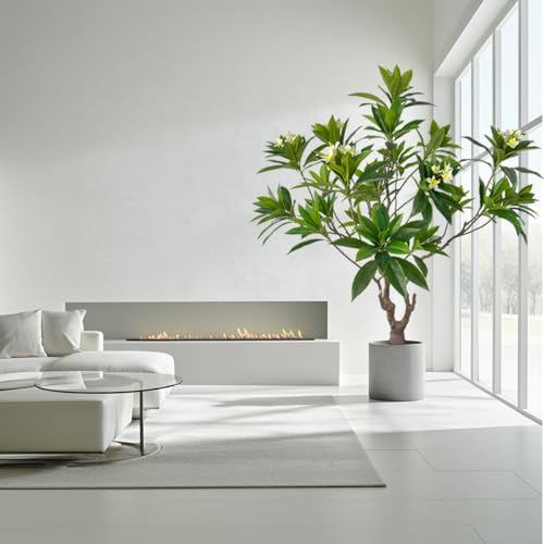 Product: Artificial PlumeriaTree with White Flowers, 7 ft Tall, Potted Plumeria Plant for Indoor Office Living Room Bedroom Garden