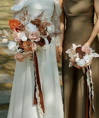 Product: BENCENTRE 14 Inch Walnut Brown Bridal Bouquet,Wedding Bouquet,Bride Bouquets for Wedding Ceremony Anniversary, Boho Wedding,Party and French Rustic Vintage Wedding,Artificial Flowers