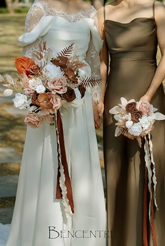 Product: BENCENTRE 14 Inch Walnut Brown Bridal Bouquet,Wedding Bouquet,Bride Bouquets for Wedding Ceremony Anniversary, Boho Wedding,Party and French Rustic Vintage Wedding,Artificial Flowers