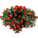 Product: Jucgghk Vivid and Realistic Floral Art 30" Beautiful Red Roses Cemetery Saddle,Artificial Cemetery Decoration for Headstone
