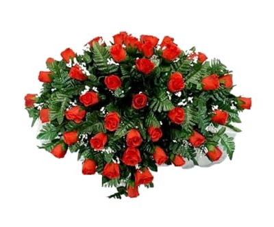 Product: Jucgghk Vivid and Realistic Floral Art 30" Beautiful Red Roses Cemetery Saddle,Artificial Cemetery Decoration for Headstone