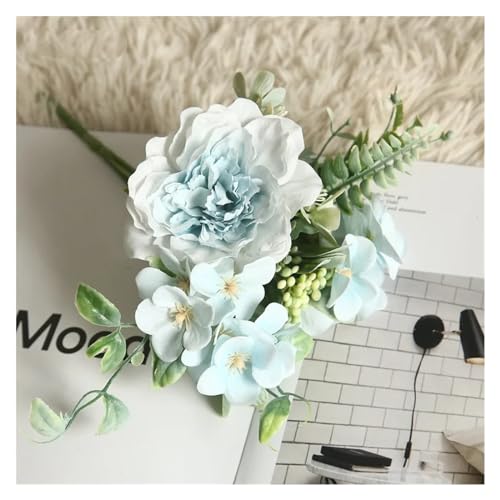 Product: LIBANGRONG-888 fake flowers in vase Simulation Flowers Camellia Peony Roses Wedding Flowers DIY Bouquet Pink Begonia Home Garden Party Decoration Artificial Flowers for Vase(Blue)