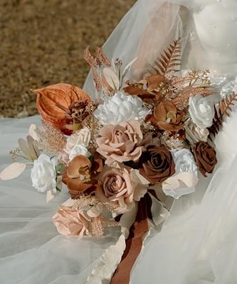 Product: BENCENTRE 14 Inch Walnut Brown Bridal Bouquet,Wedding Bouquet,Bride Bouquets for Wedding Ceremony Anniversary, Boho Wedding,Party and French Rustic Vintage Wedding,Artificial Flowers