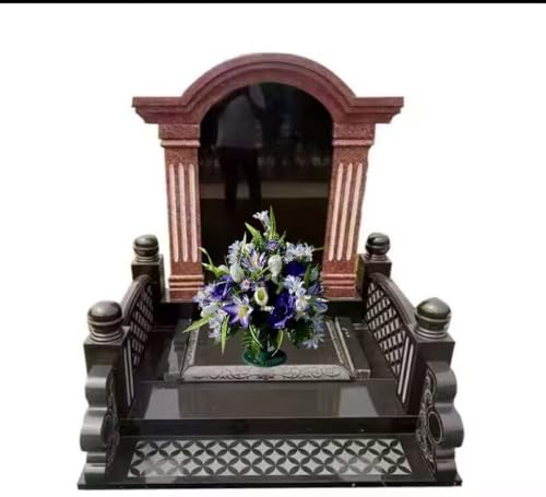 Product: Jucgghk Vivid and Realistic Floral Art 24" White, Purple Cemetery Flowers,Beautiful Artificial Flower Bouquets for Cemetery Graveyard Headstones Decor