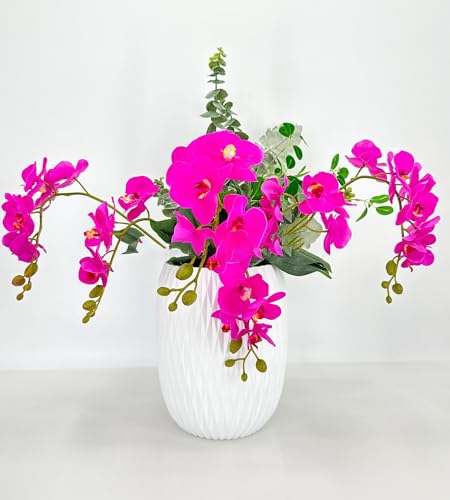 Silky Flower Store Magenta Orchid Artificial Flowers, Real Touch Faux Orchid Stems, Wedding DIY Party Home Decor, 18in 3 3 Product: 3PCS 18" Magenta Orchid Artificial Flowers,Real Touch Orchid Flowers for Wedding Table DIY Floral Arrangement Party Home Decor(NO VASE)