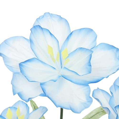 Product: 5ft Tall Artificial Tulips with Stand - 3 Heads Gradient Blue Fake Tulip Flowers for Wedding Reception - Floor Decor Artificial Wedding Flowers for Home Decor, Party Backdrop, Photo Booth Props