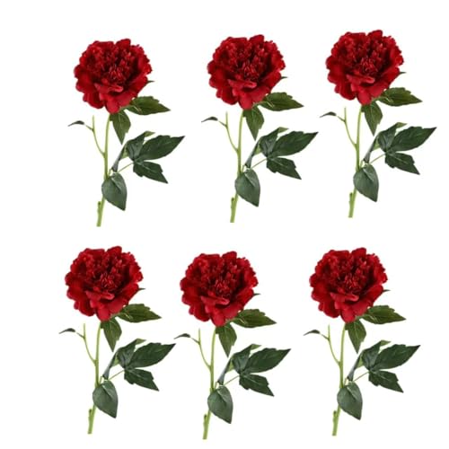 Product: 6 Stems Real Touch Peony Flower Spray with Leaves, Artificial Bridal Bouquet for Home Wedding Party Arrangement, Table Centerpiece for Wedding/Home Decoration(Pink)