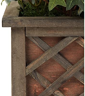 Silky Flower Store Artificial Bougainvillea Topiary in Wood Box, Faux Floral Arrangement, Rustic Country Pot, 34in. 11 11 Product: Nearly Natural 34in. Artificial Bougainvillea Topiary with Wood Box