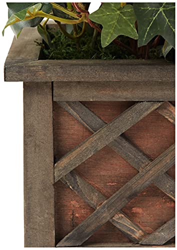 Silky Flower Store Artificial Bougainvillea Topiary in Wood Box, Faux Floral Arrangement, Rustic Country Pot, 34in. 4 4 Product: Nearly Natural 34in. Artificial Bougainvillea Topiary with Wood Box