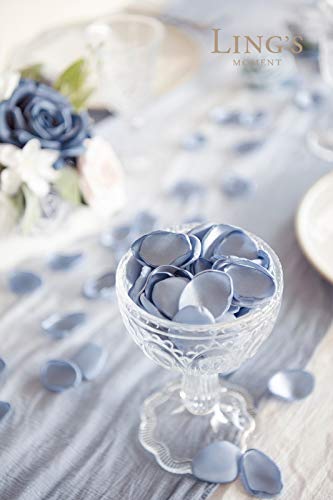 Product: Ling's Moment Rose Petals, Silk Flower Petals for Wedding/Aisle/Flower Girl Baskets/Table Centerpiece Décor,etc.Dusty Blue Baby Blue 200pcs