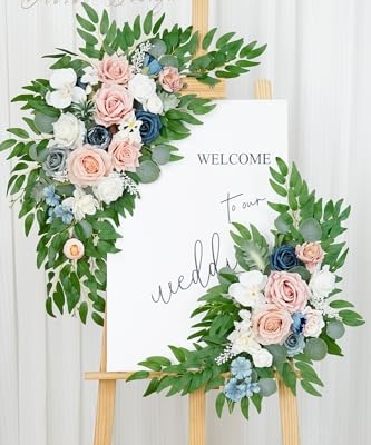 Product: WEIERYUE Artificial Wedding Arch Flowers Kit(Pack of 2) for Wedding Arch, Bridal Shower, Ceremony and Reception Backdrop Decoration (Misty Rose and Navy Blue)