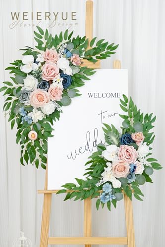 Product: WEIERYUE Artificial Wedding Arch Flowers Kit(Pack of 2) for Wedding Arch, Bridal Shower, Ceremony and Reception Backdrop Decoration (Misty Rose and Navy Blue)