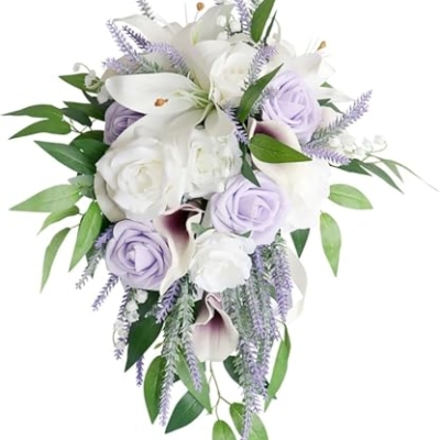 Product: Great Flowers Purple White Bridal Bouquets,Artificial Lavender Calla Lily Flowers for Wedding Ceremony Bridal Shower Home Decor