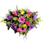 Product: Jucgghk Vivid and Realistic Floral Art 36" Bright Grave Flowers Cemetery Saddle, Spring Headstone Saddle for Outdoor Cemetery Decoration