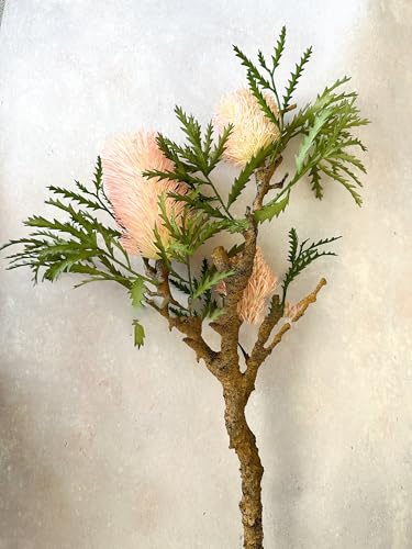 Silky Flower Store Artificial Banksia Flower Stem Pink Light Red, Realistic Floral Branch Wedding Home Décor, 35 inch 2 2 Product: Jucgghk Vivid and Realistic Floral Art 35" Tall Banksia Flower Branch,Artificial Pink Flower for Centerpieces | DIY Floral | Wedding/Home Decoration | Gifts(NO VASE)(Light red)