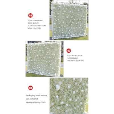 Silky Flower Store Artificial Baby's Breath Flower Wall Backdrop, White Fabric Floral Panel, 5D 3D Simulation, 3m x 3m 14 14 Product: 5D Three-Dimensional Simulation White Fabric Flower Wall, Artificial Baby's Breath Decorative Background Wall, Suitable for Wedding Hotel Layout Event Decoration(3m*3m)