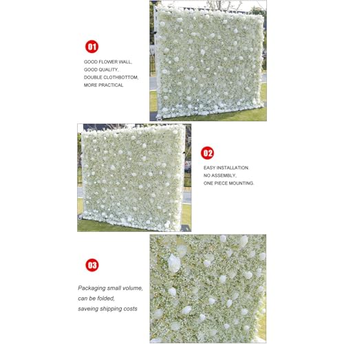 Silky Flower Store Artificial Baby's Breath Flower Wall Backdrop, White Fabric Floral Panel, 5D 3D Simulation, 3m x 3m 5 5 Product: 5D Three-Dimensional Simulation White Fabric Flower Wall, Artificial Baby's Breath Decorative Background Wall, Suitable for Wedding Hotel Layout Event Decoration(3m*3m)