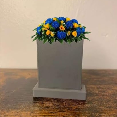 Product: Jucgghk Vivid and Realistic Floral Art Blue Mums and Yellow Roses Artificial Cemetery Saddle,Fathers Day Headstone Saddle for Headstone