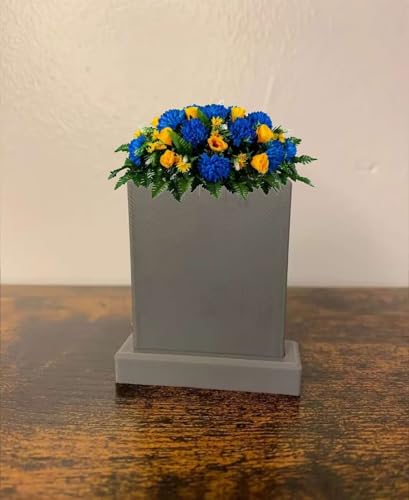 Product: Jucgghk Vivid and Realistic Floral Art Blue Mums and Yellow Roses Artificial Cemetery Saddle,Fathers Day Headstone Saddle for Headstone