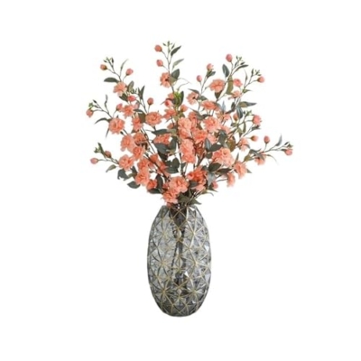Product: Fake Flowers with Vase Simulation Camellia Chinese Zen Silk Flowers Home Soft Furnishings Placement Flower Arrangement Fake Flowers Ornaments Jewelry Plant Decor (B)