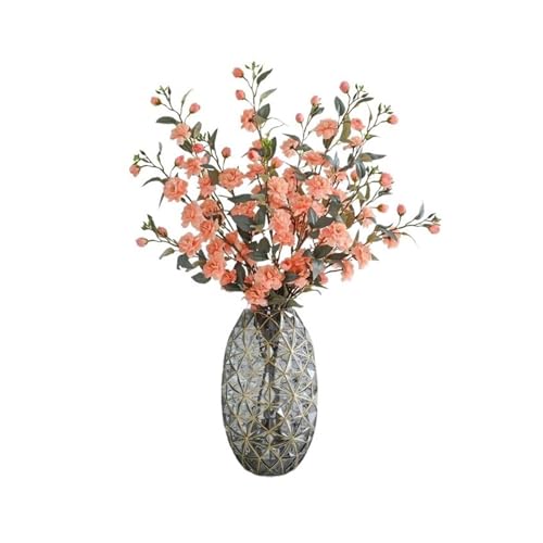 Product: Fake Flowers with Vase Simulation Camellia Chinese Zen Silk Flowers Home Soft Furnishings Placement Flower Arrangement Fake Flowers Ornaments Jewelry Plant Decor (B)
