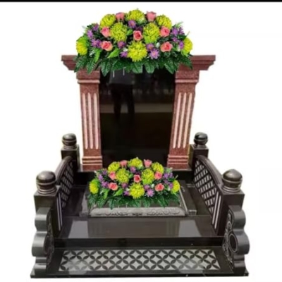 Product: Jucgghk Vivid and Realistic Floral Art Lime Green Mum with Pink Roses and Lavender Daisies Cemetery Saddle, Mothers Day Cemetery Headstone Saddle