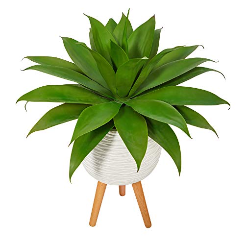 Silky Flower Store Artificial Agave Succulent Plant, White Tri Pod Planter, Mid Century Modern Indoor Decor, 33in. 2 2 Product: Nearly Natural 33in. Agave Succulent Artificial Plant in White Planter with Stand