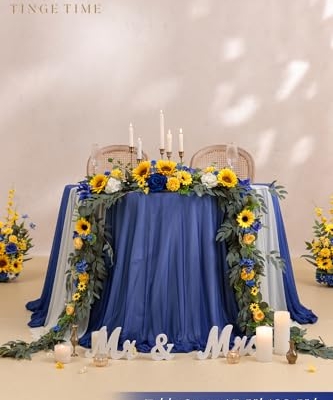 Product: TINGE TIME 9FT Artificial Sunflower Garland, Handcrafted Eucalyptus Garland with Flowers, Silk Sunflower Vine for Wedding Decoration Reception Sweetheart Table (Sunflower&RoyalBlue)