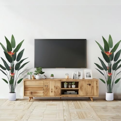 Product: Jocoevol Artificial Bird of Paradise Plant 5 Ft Tall Fake Banana Leaf Plant for Indoors and Outdoors, Artificial Flowers, Faux Palm Tree with Plastic Pot for Office and Home Decor