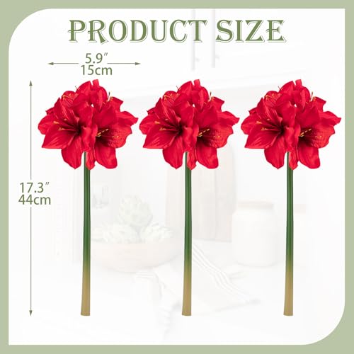 Product: Briful 2 Pack Red Amaryllis Artificial Flower Bundle for Home Office Room Table Vase Arrangement Centerpiece