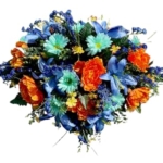 Product: Jucgghk Vivid and Realistic Floral Art Bright Spring Flowers Cemetery Saddle,Artificial Headstone Saddle for Outdoor Gravestone Decorations