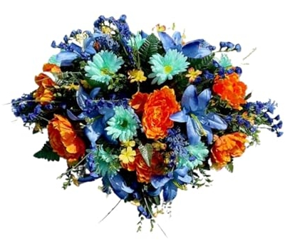 Product: Jucgghk Vivid and Realistic Floral Art Bright Spring Flowers Cemetery Saddle,Artificial Headstone Saddle for Outdoor Gravestone Decorations