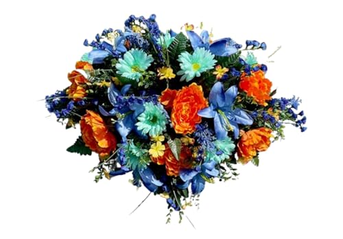 Jucgghk Vivid and Realistic Floral Art Bright Spring Flowers Cemetery Saddle,Artificial Headstone Saddle for Outdoor Gravestone Decorations - Artificial Flower Arrangements Product: Jucgghk Vivid and Realistic Floral Art Bright Spring Flowers Cemetery Saddle,Artificial Headstone Saddle for Outdoor Gravestone Decorations