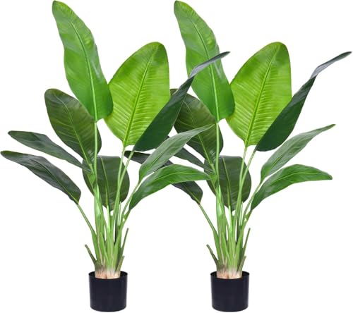 Product: Tall Fake Green Silk Tree, Beautiful Artificial Bird of Paradise Plant for Indoors and Outdoors Home Decor Garland for Table Centerpiece Holiday Party Weddi(5 FT 2 Packs)