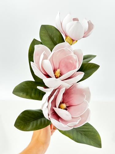 Silky Flower Store Artificial Magnolia Stem, Mauve 3 Head Flower, Wedding Home Decor, 30in 2 2 Product: 3PCS Mauve 3 Heads Magnolia Stem,30" Realistic Artificial Flower for Wedding Table DIY Floral Arrangement Party Home Decor(NO VASE) for Wedding/Home Decoration