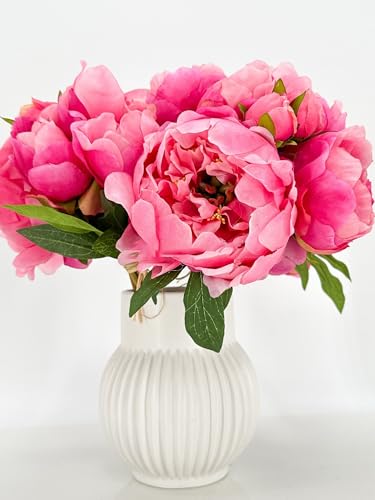 Product: 5 Stem Pink Flowers Tipped,Artificial Peony Bouquet for Indoor Vase Home Table Centerpieces Wedding(NO VASE) for Wedding/Home Decoration