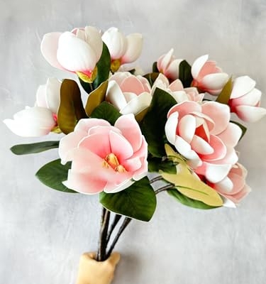 Product: 3PCS Pink 3 Heads Magnolia Stem,30" Realistic Artificial Flower for Wedding Table DIY Floral Arrangement Party Home Decor(NO VASE) for Wedding/Home Decoration