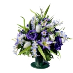 Product: Jucgghk Vivid and Realistic Floral Art 24" White, Purple Cemetery Flowers,Beautiful Artificial Flower Bouquets for Cemetery Graveyard Headstones Decor