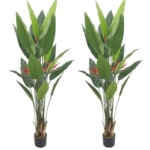 Product: Pair AMERIQUE 6 Feet Artificial Plant Bird of Paradise Trees with Flower Sprays and Nursery Pots