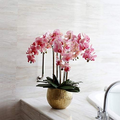 Product: Artificial Orchid with Vase, 5 Heads Pink Phalaenopsis, Faked Silk Flowers Plant, Artificial Flower for Home Decor Table Centerpiece Office Wedding Party Decoration