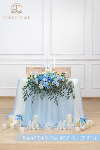 Product: TINGE TIME Artificial Sweetheart Flower Swag with Tablecloth and Table Runner, Pack of 3 Floral Arrangement for Wedding Sweetheart Table Centerpiece Decoration Valentine's Day (Provence Blue)