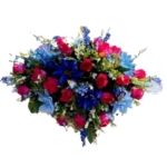 Product: Jucgghk Vivid and Realistic Floral Art Pink and Blues Cemetery Headstone Flower Saddle,Artificial Rose Cemetery Memorial Flowers for Outdoor Tombstone Headstone Decorations