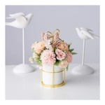 Product: Faux Carnation Decoration Real Feel Texture Artificial Flowers Desktop Ornaments with Ceramics Flower Pot Golden Hanging Stand for Home/Office/Bedroom Decoration Table Centerpiece Office Wedding Par