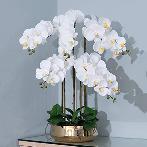 Product: QSYJCCXDL Artificial Orchid Flowers with Vase Set, 5 Heads White Phalaenopsis Artificial Faked Flowers Plant Orchid for Home Decor, 26.8" H Table Centerpiece Office Wedding Party Decoration