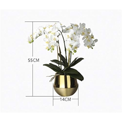Product: 4 Heads White Artificial Orchid Flowers with Gold Vase Set Faked Silk Flower Plant Artificial White Phalaenopsis for Home Decor, 21.7" H Table Centerpiece Office Wedding Party Decoration