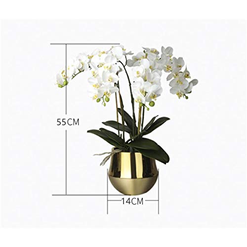 Product: 4 Heads White Artificial Orchid Flowers with Gold Vase Set Faked Silk Flower Plant Artificial White Phalaenopsis for Home Decor, 21.7" H Table Centerpiece Office Wedding Party Decoration
