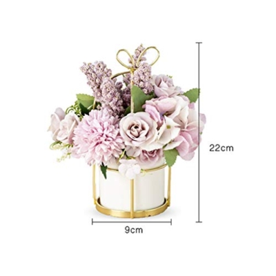 Silky Flower Store Faux Carnation Artificial Flowers, Real Feel Ceramic Pot Golden Stand, Spanish Home Decor 20.5cm 13 13 Product: Faux Carnation Decoration Real Feel Texture Artificial Flowers Desktop Ornaments with Ceramics Flower Pot Golden Hanging Stand for Home/Office/Bedroom Decoration Table Centerpiece Office Wedding Par