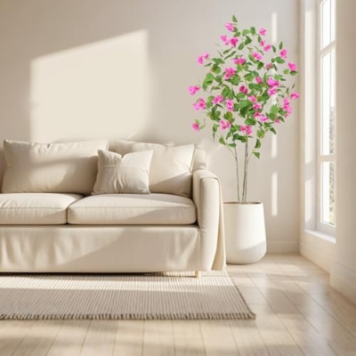 Silky Flower Store Artificial Bougainvillea Tree, Faux Greenery, Bendable Branches, Photography Studio Decor, 4ft 13 13 Product: Artificial Bougainvillea Tree Green Plant with Bendable Branches and Stems Photography Studio Atmosphere Decoration Landscape Artificial Plum Blossom